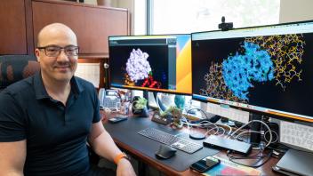 Nitzan Shabek, associate professor in the Department of Plant Biology, uses biochemistry and structural biology techniques to investigate the signaling pathways and sensing mechanisms that allow plants sense their environment. (Sasha Dmitriy Bakhter / UC Davis)