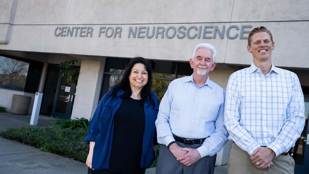 Fioravante, Cameron and Nord outside the Center for Neuroscience 