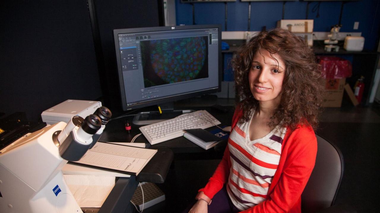 UC Davis researcher Didem Sarikaya recently the University of California President’s Postdoctoral Fellowship, which encourages women and minority Ph.D. recipients to pursue academic careers at the University of California. Renate Hellmiss/MCB Graphics UC Davis researcher Didem Sarikaya recently the University of California President’s Postdoctoral Fellowship, which encourages women and minority Ph.D. recipients to pursue academic careers at the University of California. Renate Hellmiss/MCB Graphics