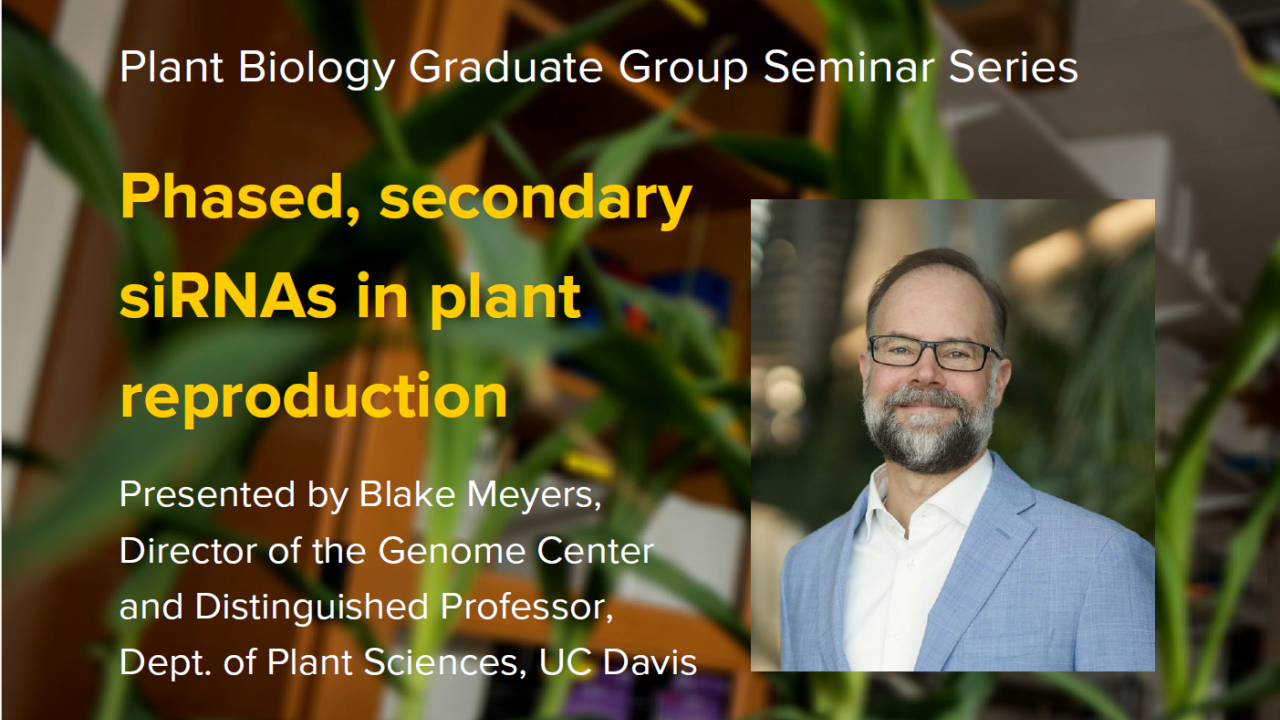 Plant graphic with seminar title, speaker name and title, and speaker photo