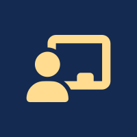 Icon of person in front of chalk board