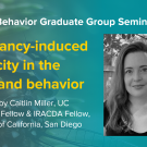 Blue graphic with seminar title, speaker name and title, and speaker photo