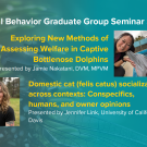 Blue graphic with seminar titles, speaker names and titles, and speaker photos
